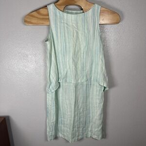 Pure J Jill Lagenlook Green Stripe Sleeveless 100% Love Linen Dress Womens Small